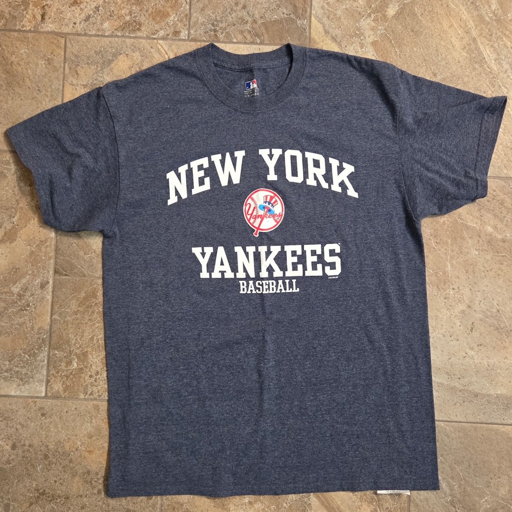 MLB New‎ York Yankees Baseball T-Shirt Mens Large Heather Navy Blue